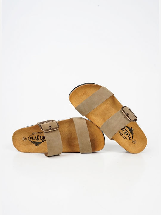 Leather Women's Anatomic Flatforms Sandals Olive Green