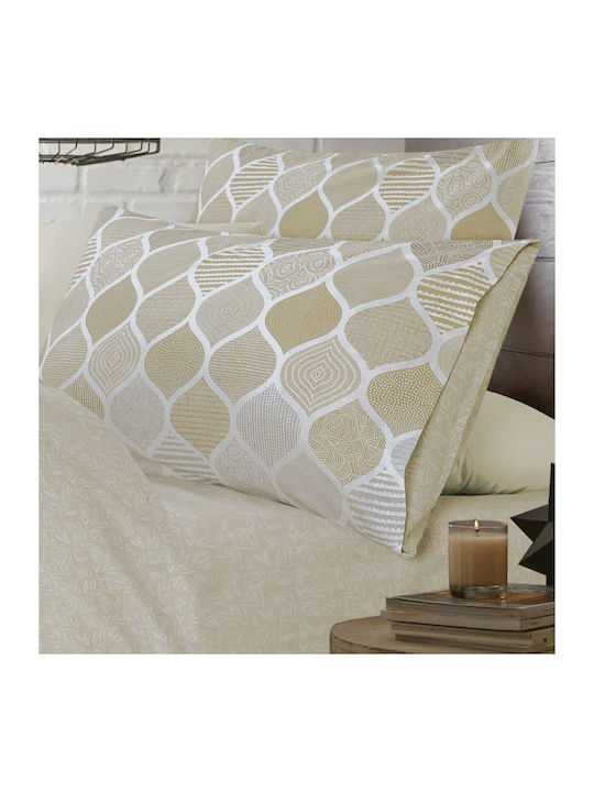 Espree Geo Σετ Σεντόνια Υπέρδιπλα με Λάστιχο 160x200+35εκ. Beige (4τμχ)