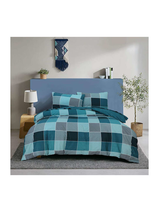 Espree Duvet Cover Set Cotton Queen with 2 Pillowcases 230x240 Naty Blue