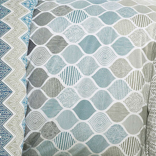 Espree Bettbezug-Set Baumwolle Einzelbett mit Kissenbezug 160x240 Kiris Blue