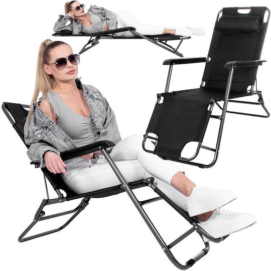 Lounger-Armchair Beach Black 80x60x153cm