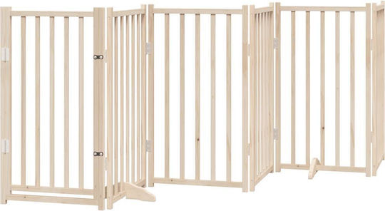 Faltbare Hundegitter-Trennwand 9 Paneele 450 cm Pappelholz Braun 50 x 90 x 2 cm