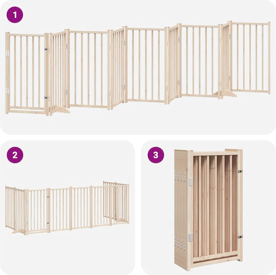 Faltbare Hundegitter-Trennwand 9 Paneele 450 cm Pappelholz Braun 50 x 90 x 2 cm