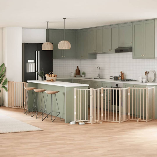 Faltbare Hundegitter-Trennwand 9 Paneele 450 cm Pappelholz Braun 50 x 90 x 2 cm