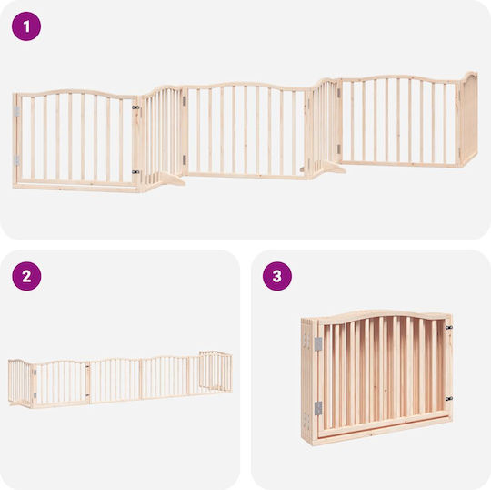 Vidaxl Dog Gate Divider Folding 6 Panels 480cm Poplar Wood Brown