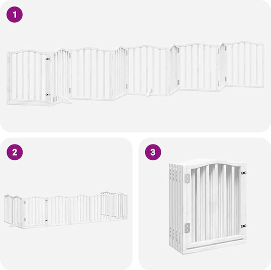 Сгъваема кучешка преграда 9 панела 450см топола 3155591 бяла