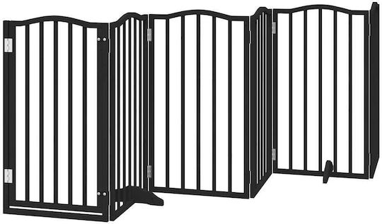 Vidaxl Dog Barrier Gate Folding 9 Panels 450cm Poplar Wood Black