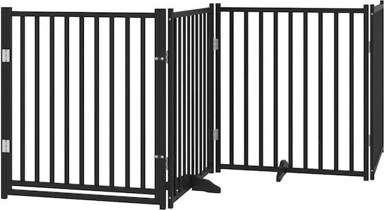 Hundeabsperrgitter faltbar 6 Paneele 480 cm Pappelholz Schwarz 80 x 90 x 2 cm