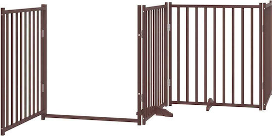 Hundegitter-Trennwand Faltbar 8 Paneele 640 cm Pappelholz Braun 80 x 90 x 2 cm