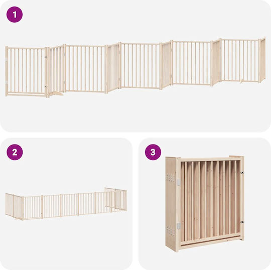 Faltbare Hundegitter-Trennwand 10 Paneele 800cm Pappelholz Braun 80 X 90 X 2 Cm