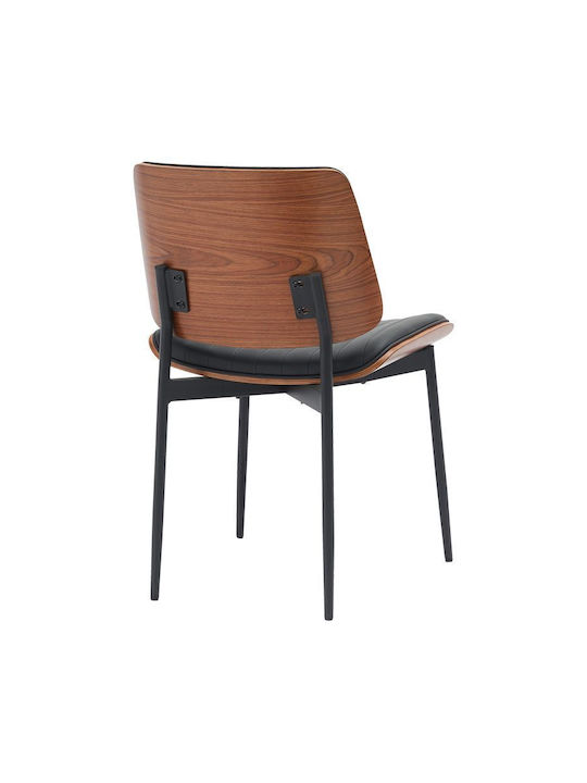 Kathy Dining Room Artificial Leather Chair Black, Walnut 51x58x81cm