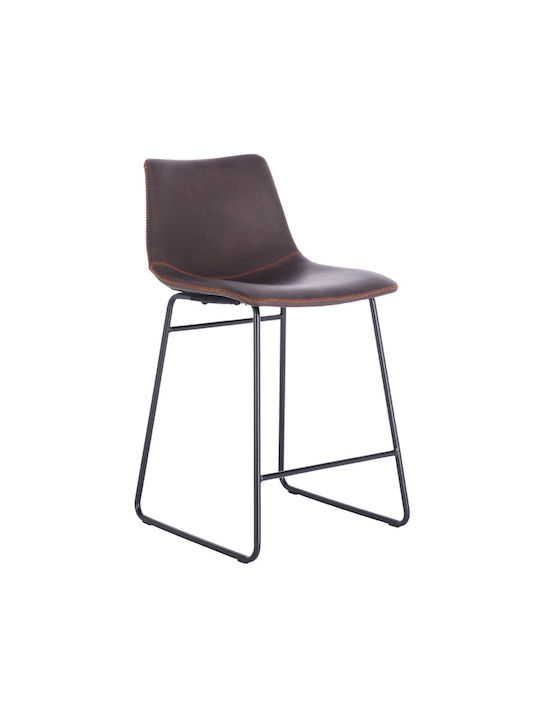 Stool Bar Upholstered with Fabric Nuevo Brown Black 46x57.5x46cm