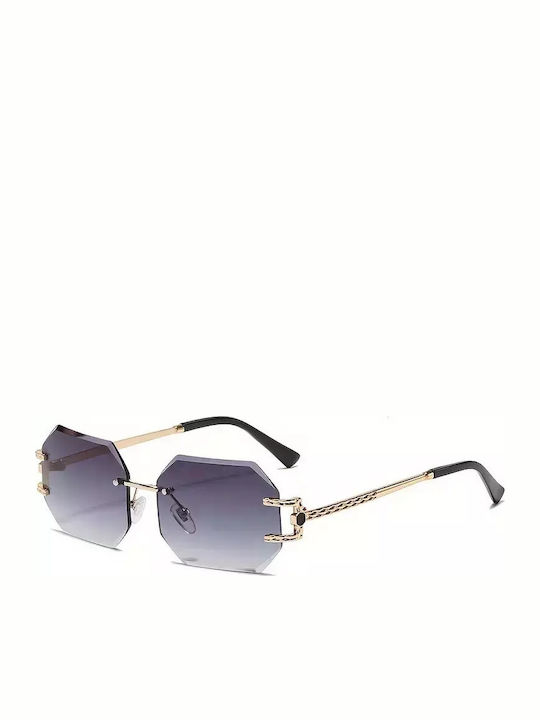 Unisex Sunglasses with Orange Metal Frame and Gray Gradient Lens G-10