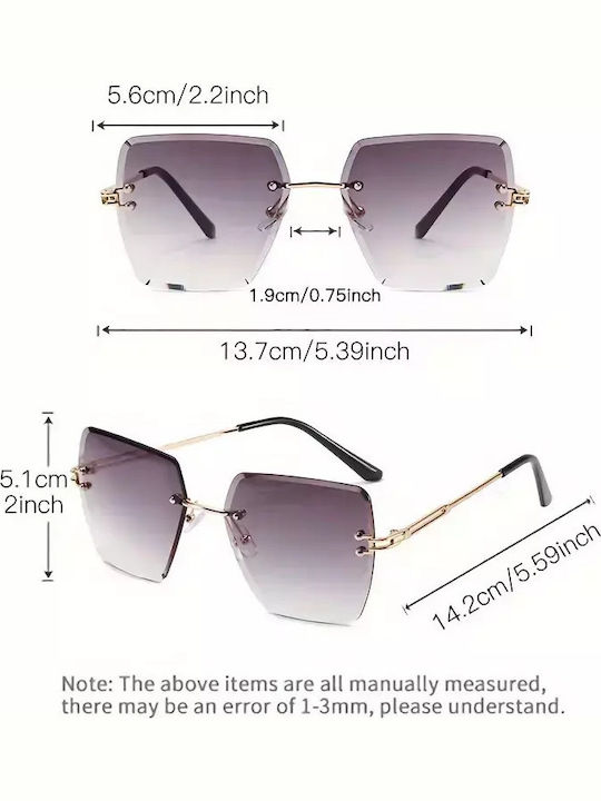 Women's Sunglasses with Gold Metal Frame and Gray Lens G-30