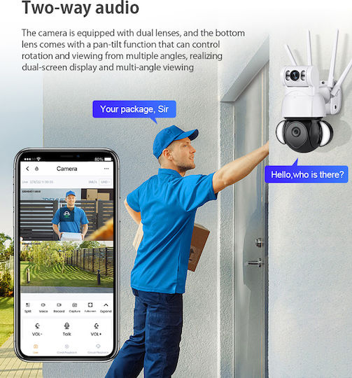 Sectec ST-428-4M-DL IP Κάμερα Παρακολούθησης Wi-Fi Full HD+ 4MP Αδιάβροχη με Αμφίδρομη Επικοινωνία και Φακό 3.6mm