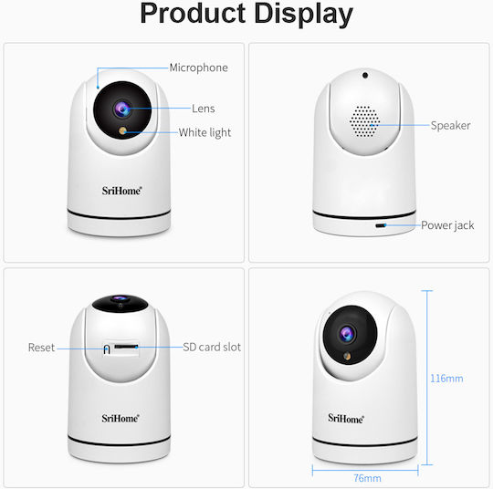 Sricam SH042 IP Κάμερα Παρακολούθησης Wi-Fi Full HD 1080p με Αμφίδρομη Επικοινωνία και Φακό 4mm