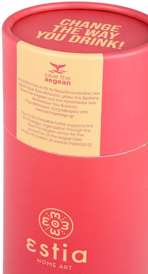 Estia Travel Flask Save Aegean Recyclable Bottle Thermos Stainless Steel BPA Free 500ml Scarlet Red