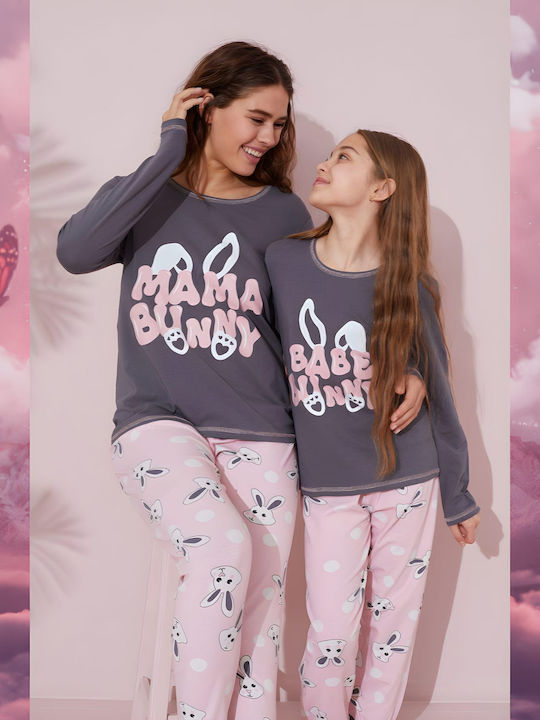 Sexen Kinder Schlafanzug Winterlich Baumwoll Gray