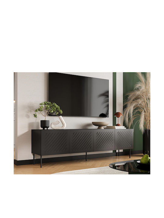 TV Stand Siena I from Metal & Wood Black L201xW40xH60cm