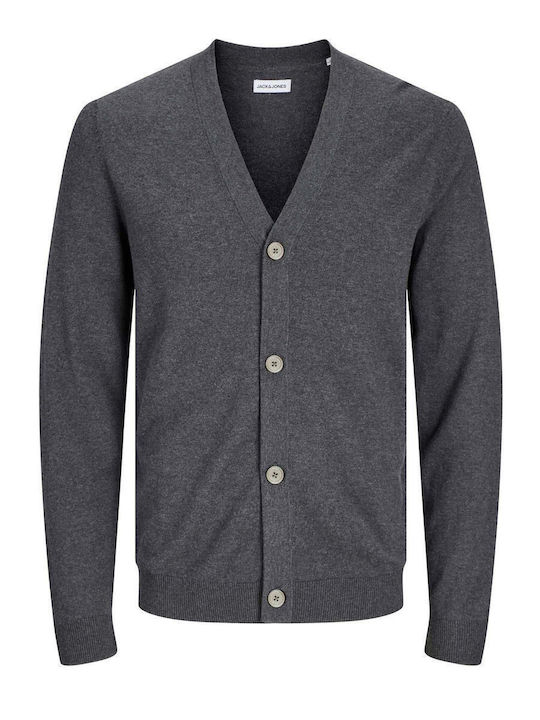 Men's Knitted Cardigan with Buttons Gray