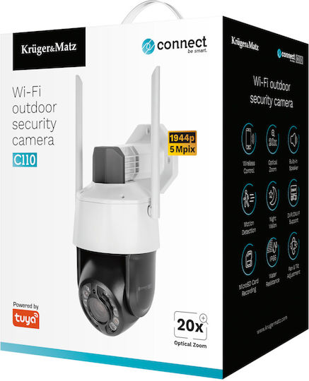 Kruger & Matz KM2215 IP Камера за наблюдение Wi-Fi Full HD 1080p Водоустойчива с Двупосочна Комуникация