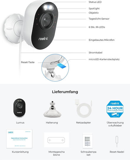 Reolink Lumus IP Κάμερα Παρακολούθησης Wi-Fi Full HD+ 4MP Αδιάβροχη με Αμφίδρομη Επικοινωνία και Φακό 2.8mm