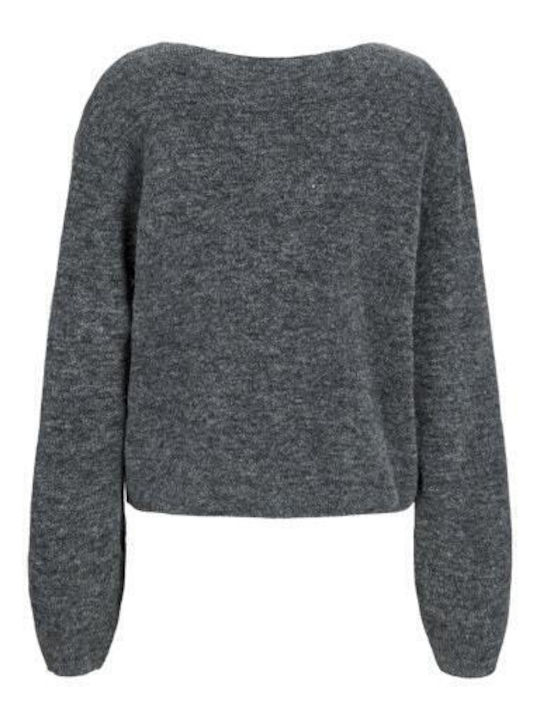 Jack & Jones Women's Sweater Cotton with V Neckline Dark Grey Melan