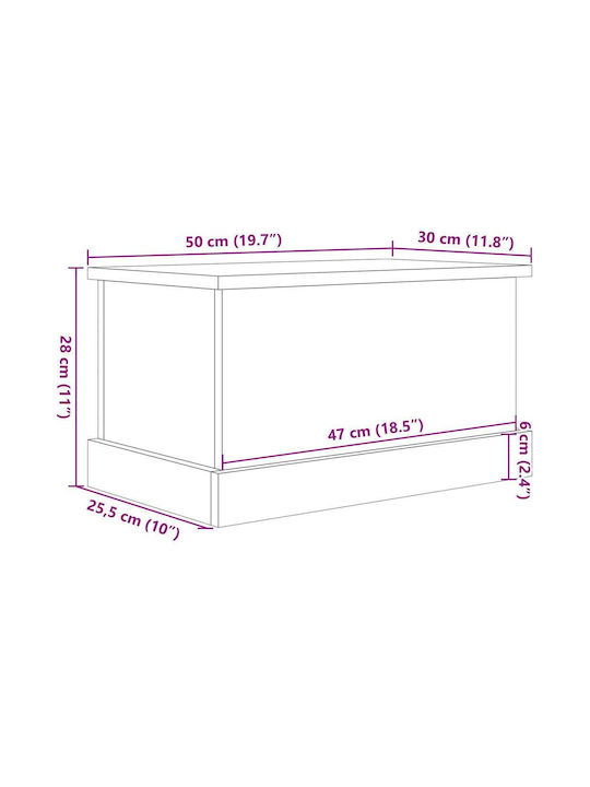 vidaXL Box Coffee with Lid Wooden Brown 30x28x50cm
