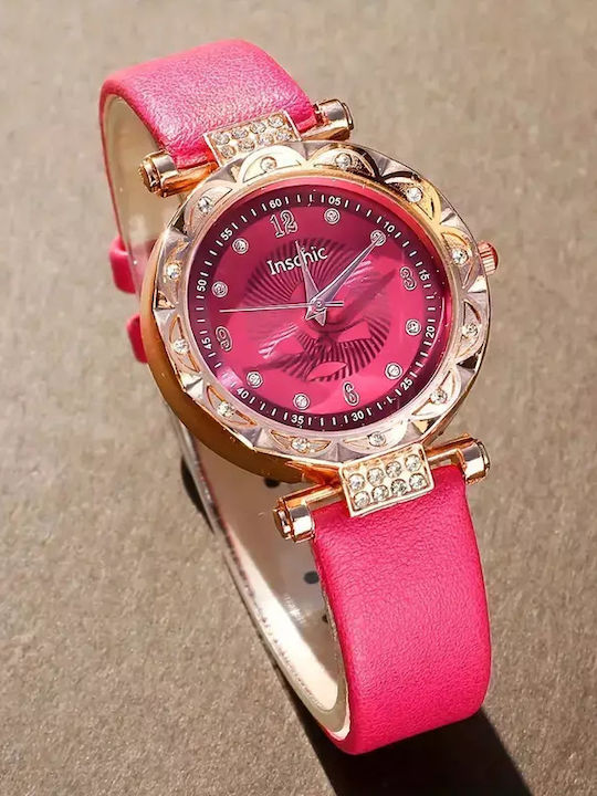 Women's Pink Watch & Jewelry Set