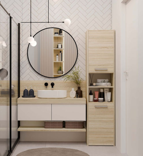 Topeshop S40 Wall Hung Cabinet Bathroom Column Cabinet L40xD30xH170cm Sonoma