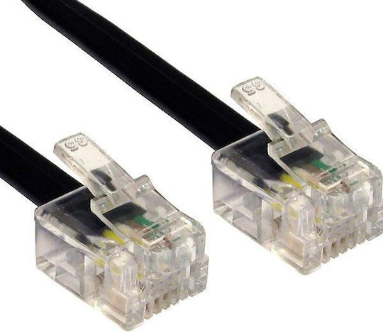 Goobay Flat Telephone Cable RJ11 6P4C 15m Black (50320)