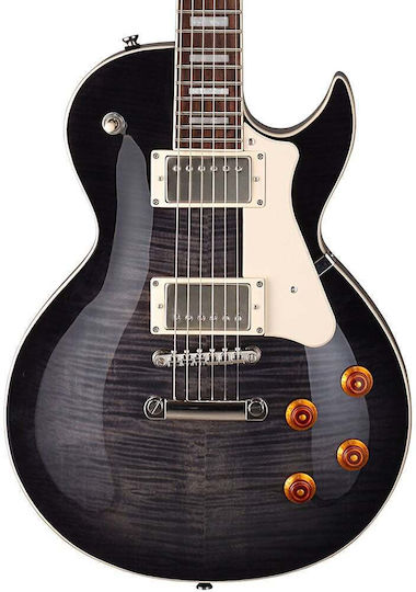 Cort CR series 250 Elektrische Gitarre Einfacher Schnitt mit HH Tonabnehmerkonfiguration Trans Black