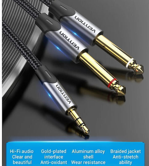 Vention Cable 2 x 6.3mm male - 3.5mm male 1.5m Gray (BARHG)