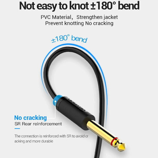Vention Cable 2 x 6.3mm male - 3.5mm male 1.5m Gray (BARHG)