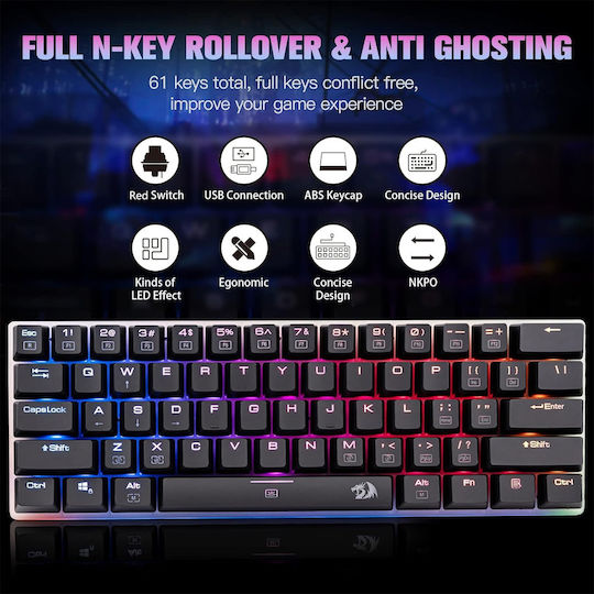 Redragon K605 Alien Giant Super Big Gaming Mechanische Tastatur 60% mit Outemu Blau Schaltern und RGB-Beleuchtung (Englisch US)