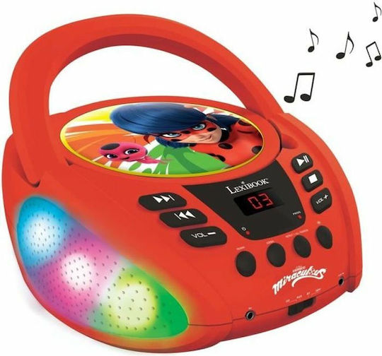 Lexibook Miraculous Ladybug Преносима Аудиосистема с Bluetooth CD Червен