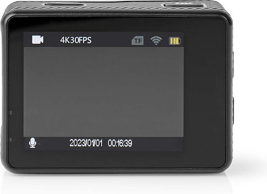 Nedis ACAM51BK Action Camera 4K Ultra HD Υποβρύχια (με Θήκη) με Οθόνη 2" και Wi-Fi Μαύρη