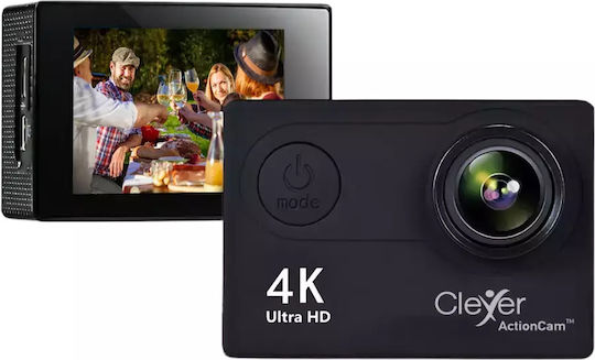 Clever Clever 30fps Action Camera 4K Ultra HD Υποβρύχια (με Θήκη) και Wi-Fi Μαύρη