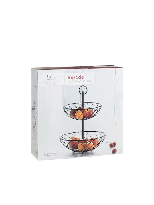 5Five F-V Fruit Bowl Metallic 2 Levels Black 27x27x39cm