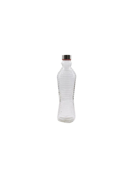 Sidirela Wave Bottle Water Glass with Screw Cap Transparent 1000ml Sidirela Wave Bottle Water Glass with Screw Cap Transparent 1000ml