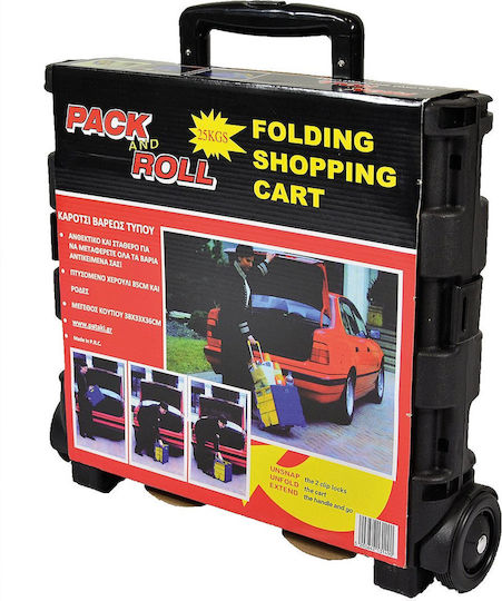 Foldable Plastic Shopping Trolley Black 33x40x85cm
