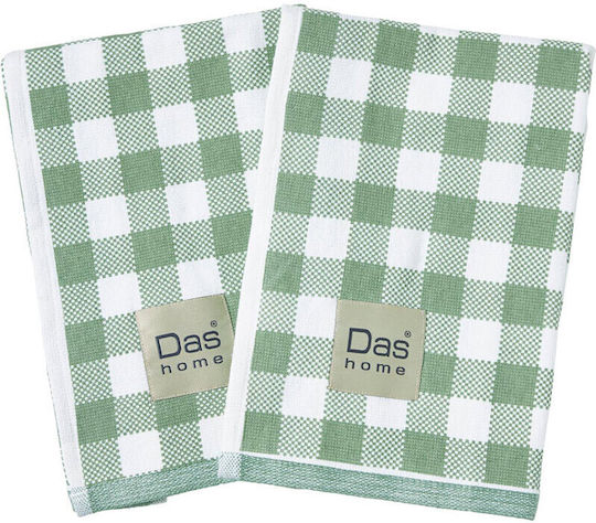 Das Home 0713 Geschirrtuch aus 100% Baumwolle in Grün Farbe 40x65cm 2Stück