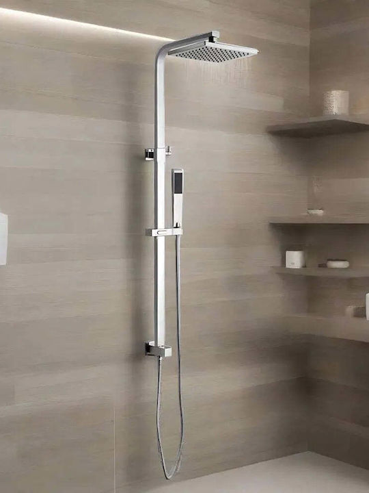 Wallex Rudo Adjustable Shower Column without Mixer 70-115cm Silver