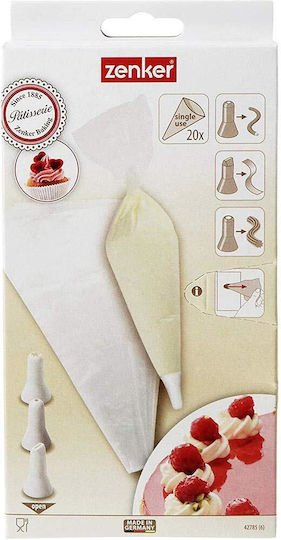 Zenker Spritzbeutel Einweg 32cm Set 20 Stück und 3 Tüllen