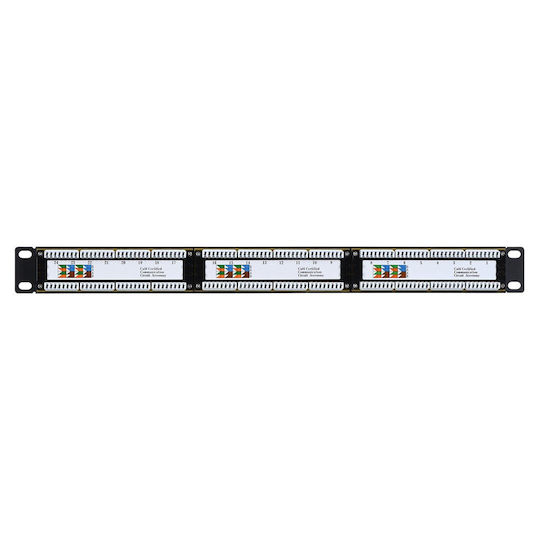 Q-Lantec Unshielded Patch Panel for Rack 1U 19" with 50 cat5e Ports Black