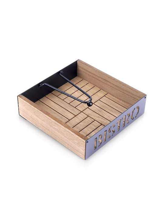 Zaros Wooden Napkin Holder Beige 18x18x5cm KZ291