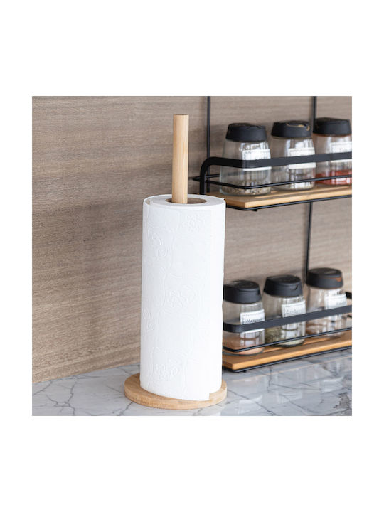 Sidirela Βάση για Χαρτί Κουζίνας Ξύλινη Καφέ 12x12x33cm E-3777