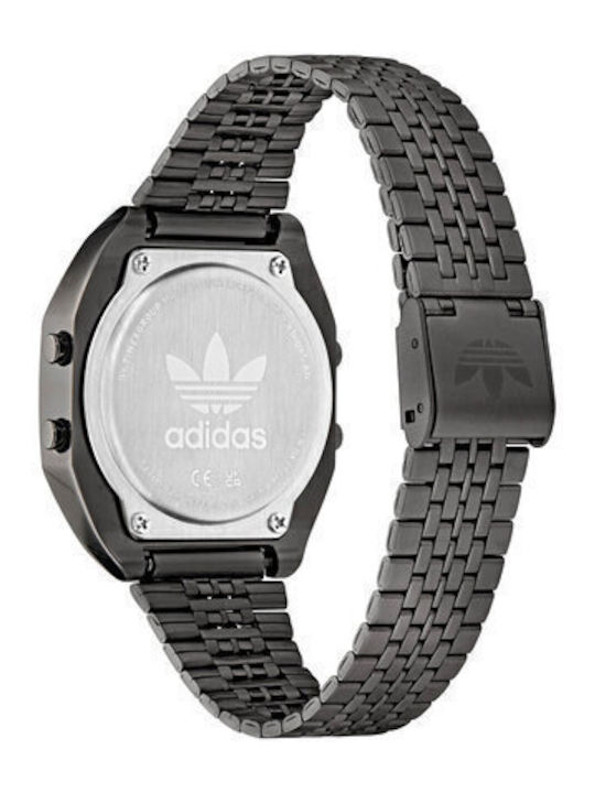 adidas Digital Two Ψηφιακό Ανδρικό Ρολόι Χρονογράφος Μπαταρίας με Μαύρο Μεταλλικό Μπρασελέ