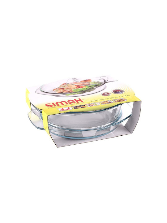 Simax Oală Rotundă de Sticlă cu Capac de Sticlă 23x23cm 1buc