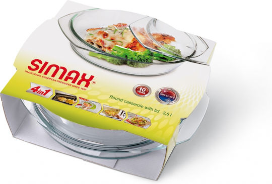 Simax Γάστρα Στρογγυλή Γυάλινη με Γυάλινο Καπάκι 27x27cm